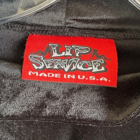 RARE Vintage 90s LIP SERVICE Velvet Top with Burgundy Faux Fur Sleeves Size L - Picture 7 of 11